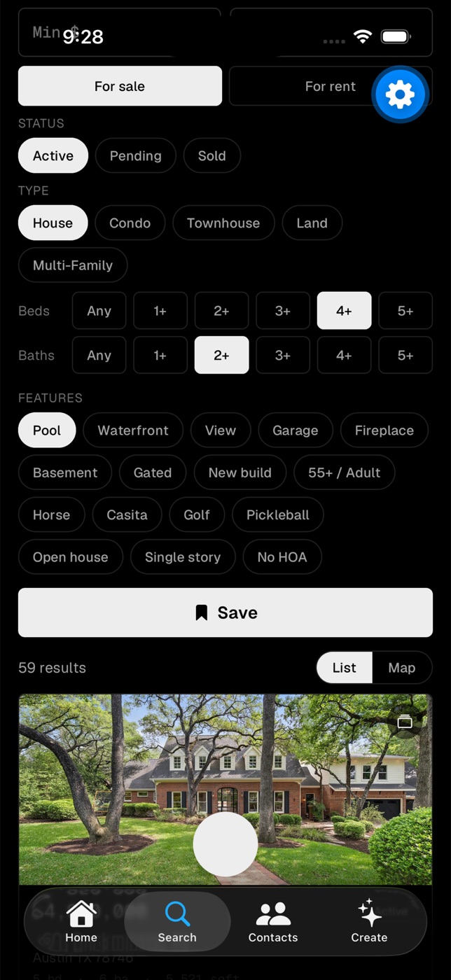Native MLS search with live filters